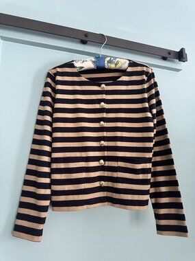 Talbots Black & Rust Striped Blazer 8P